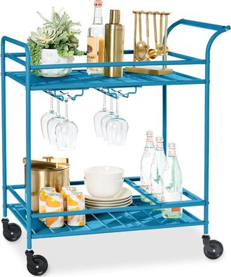 Best Choice Products 2-Tier Rolling Bar Cart Indoor/Outdoor w/ Storage Shelves, Wine Rack, Lockable Wheels