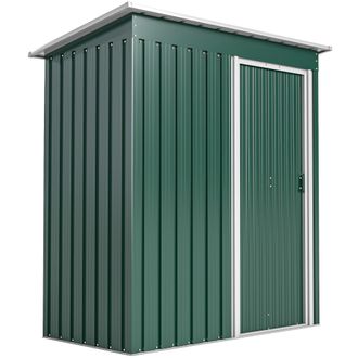 OEM Cobertizo De Jard&iacute;n Exterior 1,16 M&sup2; 163x89x182 Cm Caseta Met&aacute;lica Con Puerta Corredera Y Techo Inclinado Verde
