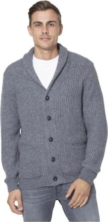 Gran Sasso Grijze Geribbelde Shawl Kraag Cardigan - Heren - Vesten - Grijs - 3XL - Wol - Truien & Vesten
