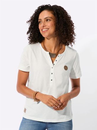 Casual Looks Kurzarmshirt CASUAL LOOKS Shirt, Damen, Gr. 36, ecru, 100% Baumwolle, unifarben, Rundhals, Shirts Kurzarmshirt