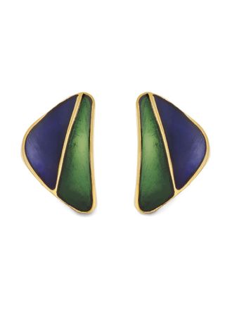 Susan Caplan Vintage 1980s emaille oorbellen - Blauw