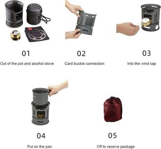 OEM Kit De Estufa De Alcohol Para Acampar De Aleaci&oacute;n De Aluminio, Quemadores De Le&ntilde;a Y Carb&oacute;n, Horno Port&aacute;til Para Barbacoa, Resistente Al Viento, Calent