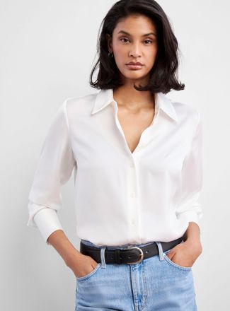 Contemporaine Womens Flowy satin loose shirt