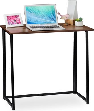 Relaxdays Relaxdays - Escritorio Plegable, Mueble De Oficina, 74,5x80x45 Cm, Marr&oacute;n/negro