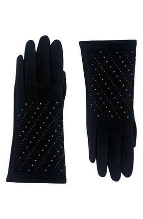 MARCUS ADLER Rhinestone Jersey Touchscreen Gloves in Black at Nordstrom Rack