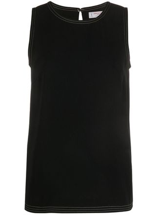 Alberto Biani contrast stitching detailed top - Black