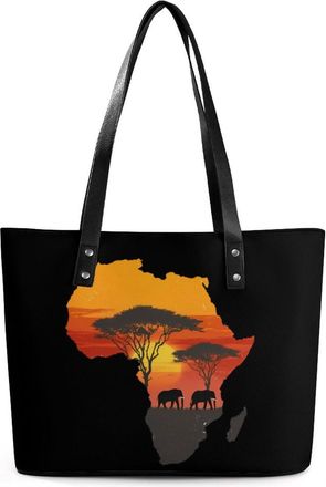 Generic African Safari Map Tote Bags for Women Cute Shoulder Purses Handbags