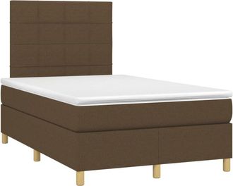 vidaXL Vidaxl - Cama Box Spring Con Colch&oacute;n Y Led Tela Marr&oacute;n Oscuro 120x200 Cm