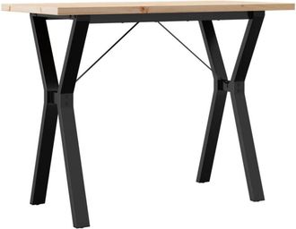 vidaXL Dining Table Y-Frame 100x50x75.5 cm Solid Wood Pine and Steel Vidaxl