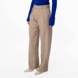 Burberry Tailored Wool Wide-Leg Trousers, Brand Size 8 ( US Size 6 )