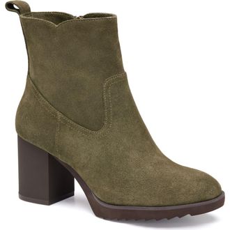 Johnston & Murphy Izzie Waterproof Platform Bootie in Olive Waterproof Suede at Nordstrom Rack, Size 7.5