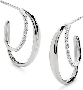 Monica Vinader Medium Nura Wrap Hoop Earrings in Sterling Silver /Lab Dia at Nordstrom