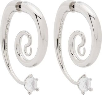 Panconesi Diamanti Serpent earrings - women - Zirconia/Rhodium Plated Brass - One Size - Silver