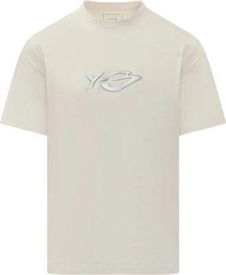 Yohji Yamamoto Liquid Logo Short Sleeve Tee - Heren - T-shirts - Wit - M - Katoen - Tops