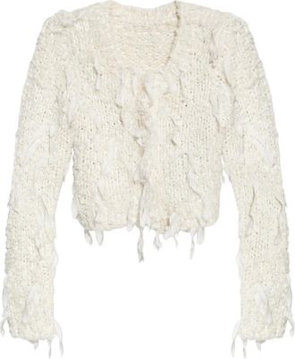 LoveShackFancy Cardigan con frange - Bianco
