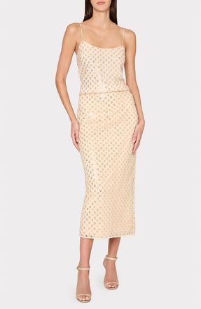 Milly Rosemary Sequin Embroidery Skirt in Beige at Nordstrom, Size 10
