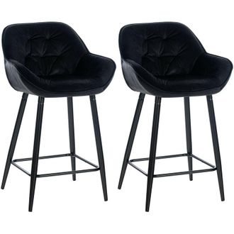 Clp Set di 2 sgabelli da bar Gibson in velluto con altezza seduta 76 cm nero