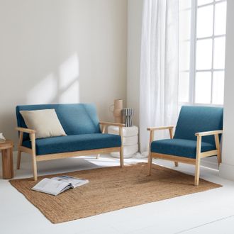 Alice's Garden Set Panca E Poltrona In Legno E Tessuto, 3 Posti