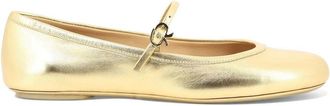 Gianvito Rossi Womens Flat Round-toe Ballerina In Gold Smooth Leather - Beige - Size EU 35