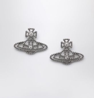 Vivienne Westwood Platinum Orb logo earrings