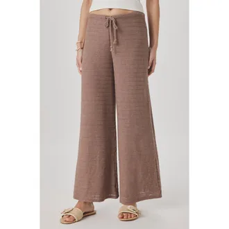 Splendid Marisol Mixed Stitch Wide Leg Pants in Wicker Beige at Nordstrom, Size X-Large