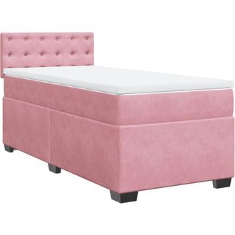 vidaXL Vidaxl - Cama Box Spring Con Colch&oacute;n Terciopelo Rosa 90x200 Cm