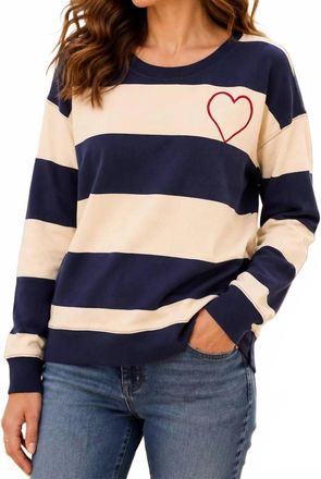 Tribal Womens Striped Long Sleeve Shirt In Jet Blue
