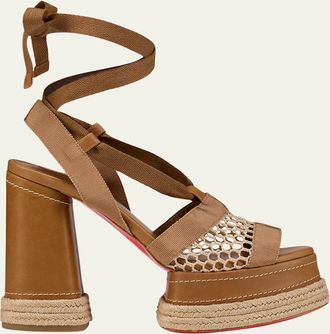 Christian Louboutin 130mm Toledissim Mesh Platform Espadrille Sandals
