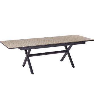 Beliani Tavolo da giardino allungabile 184/242 x 90 cm Alluminio Arredo esterno legno chiaro e Grigio Grafite Fanes