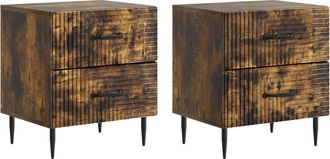 vidaXL Armario De Noche 2 Uds. Roble Ahumado 43 X 34,5 X 47,5 Cm Vidaxl