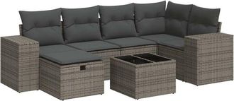 vidaXL Set De Sof&aacute;s De Jard&iacute;n 7 Pzas Con Cojines Rat&aacute;n Sint&eacute;tico Gris Vidaxl