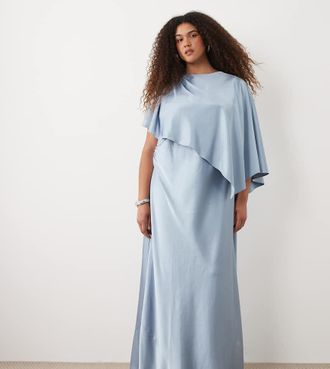 Forever New Vestito lungo a mantella asimmetrica blu polvere