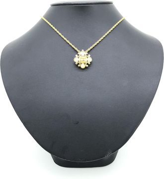 Dior Gold Plated Flower Pendant On Delicate Womens Chain (Pre-Owned)