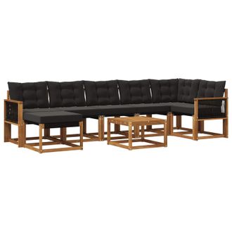 vidaXL Conjunto De Sof&aacute;s De Exterior Con Coj&iacute;n 8 Pcs Natural Y Negro Vidaxl