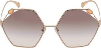 Bulgari Pink Gradient Grey Hexagonal Ladies Sunglasses BV6160 20143B 58