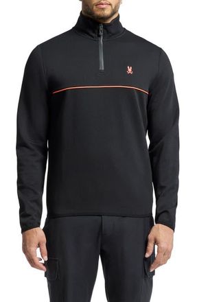 Psycho Bunny Dixie Golf Quarter Zip Pullover in Black at Nordstrom, Size 5