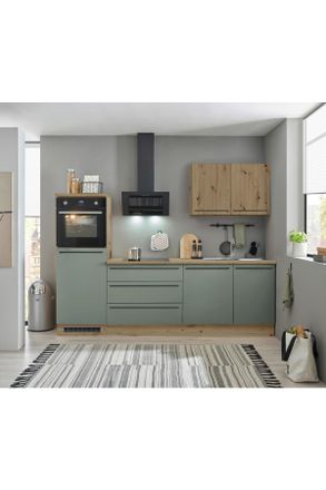 MID.YOU Mid.you K&uuml;chenleerblock, Gr&uuml;n, Eiche Artisan, Kunststoff, 3 Schubladen, 260 cm, h&ouml;henverstellbare F&uuml;&szlig;e, K&uuml;chen, K&uuml;chenzeilen & K&uuml;chenbl&ouml;cke, K&uuml;chenzei