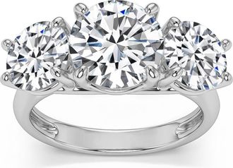 Pompeii3 5 1/2Ct Three Stone Lab Grown Diamond Engagement Ring White Yellow or Rose Gold