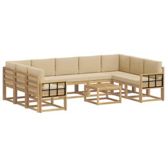vidaXL Conjunto De Sof&aacute;s De Exterior 10 Pcs Y Beige 59 X 59 X 37 Cm Vidaxl