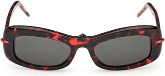 Christian Louboutin 52mm Geometric Sunglasses in Red Havana Gold /Zeiss Smoke at Nordstrom