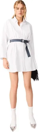 Maje Shirt dress with contrast belt in White at Nordstrom, Size 42