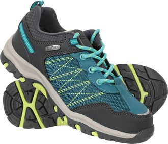 Mountain Warehouse Stampede Kids Walking Shoes - Lightweight & Waterproof Sneakers with Suede & Mesh Upper for Boys & Girls - for Spring Summer, Wet Weather Two Tone Gre