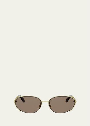 Bulgari Serpenti 55mm Metal Oval Sunglasses