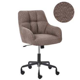 Beliani Silla De Oficina De Boucl&eacute; De Poli&eacute;ster Estructura De Metal Negro Funci&oacute;n Giratoria Ajustable Muebles De Oficina Marr&oacute;n Oscuro Palmdale