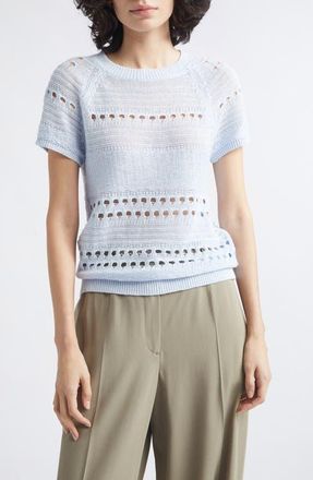 Reiss Chloe Raglan Sleeve Semisheer Linen Sweater in Light Blue at Nordstrom, Size X-Small