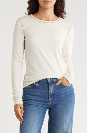 Melrose and Market Exposed Seam Long Sleeve T-Shirt in Ivory Dove at Nordstrom Rack, Size Xx-Small