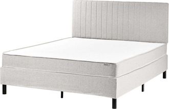 Beliani Divan Bed Light Grey Polyester Upholstery EU King Size 5ft3 with Headboard Pocket Spring Mattress Bedroom COUNTESS