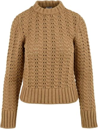 Aspesi Rondgebreide trui - Dames - Ronde hals truien - Beige - M - Wol - Truien & Vesten