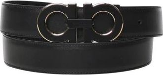 Ferragamo Verstelbare Double Gancini Riem - Heren - Riemen - Zwart - 115 CM - Leer - Accessoires