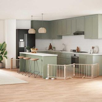 vidaXL Puerta Para Perros Plegable 10 Paneles Madera De &Aacute;lamo 800 Cm Vidaxl